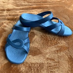 Crocs Sandals, Blue. Size 7